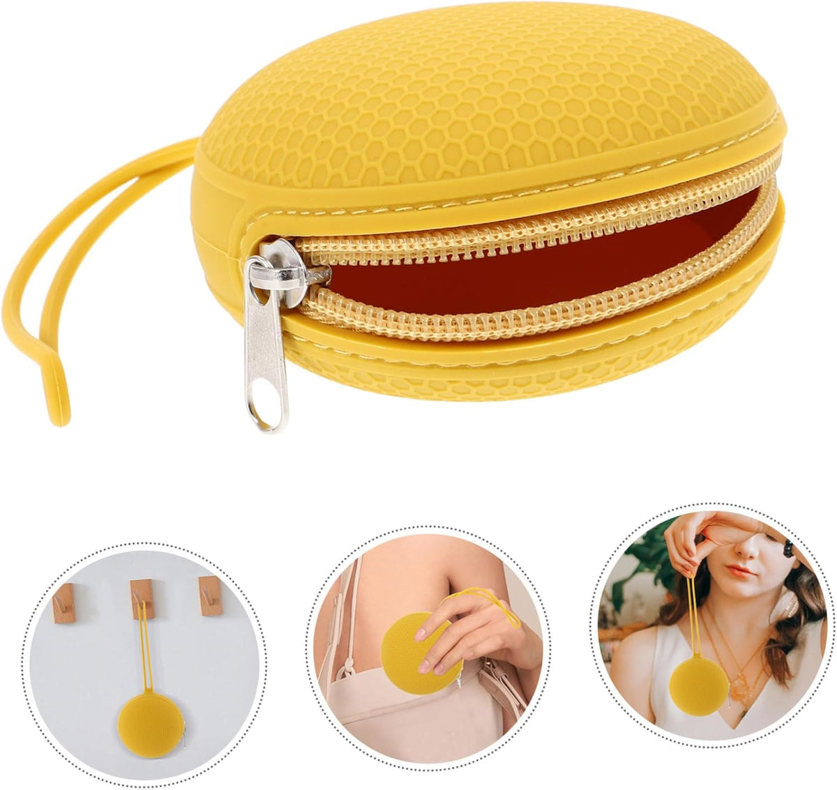 Organizer Storage Pouch Leakproof Portable Case for Cups Pacifiers Coins Durable Easy to Clean Travel Bag Honey Honeycomb