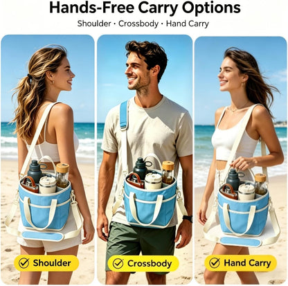 4 Compartment Drink Carrier Bag, Insulated Reusable Tote for 4 Tumblers with Adjustable Strap, Perfect for Car Travel, Camping, Picnic, Family Outings