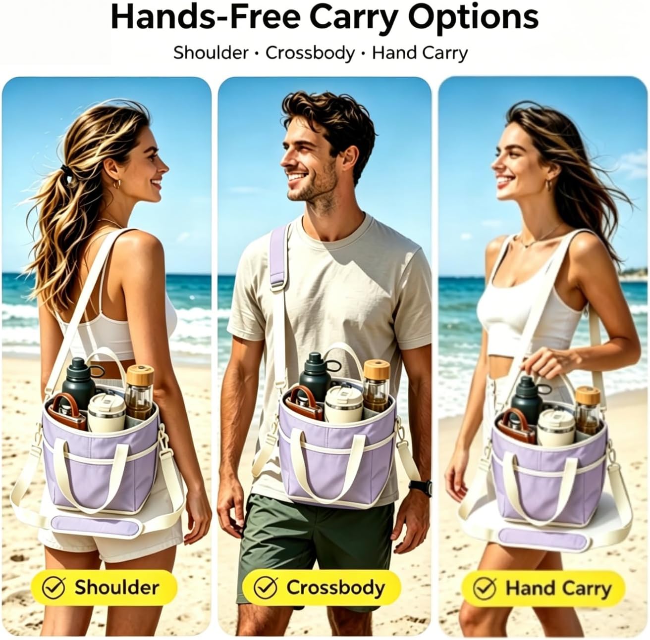 4 Compartment Drink Carrier Bag, Insulated Reusable Tote for 4 Tumblers with Adjustable Strap, Perfect for Car Travel, Camping, Picnic, Family Outings