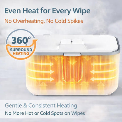 Baby Wipe Warmer, Even Heating Wet Wipes Heater with Night Light