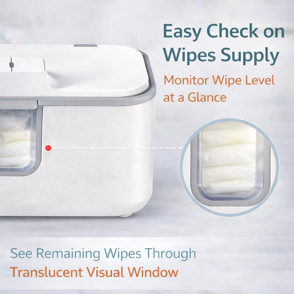 Baby Wipe Warmer, Even Heating Wet Wipes Heater with Night Light