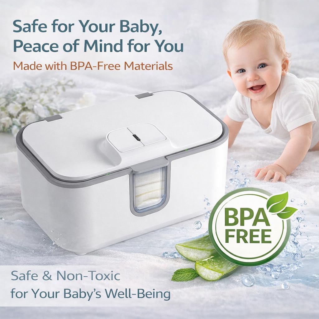 Baby Wipe Warmer, Even Heating Wet Wipes Heater with Night Light