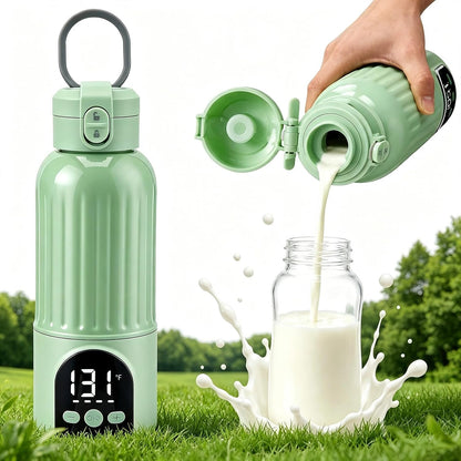 Portable Bottle Warmer for Travel, Large 17oz Capacity Baby Bottle Warmer, 12000mAh Rechargeable Instant Breastmilk, Precise Temperature Control(77–131°F) for Travel, Outdoor - Fast 2.5 Min Heating