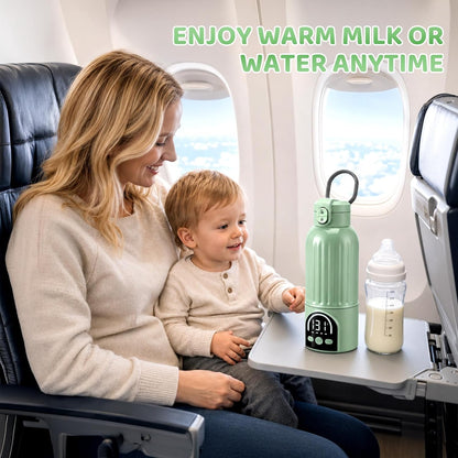 Portable Bottle Warmer for Travel, Large 17oz Capacity Baby Bottle Warmer, 12000mAh Rechargeable Instant Breastmilk, Precise Temperature Control(77–131°F) for Travel, Outdoor - Fast 2.5 Min Heating