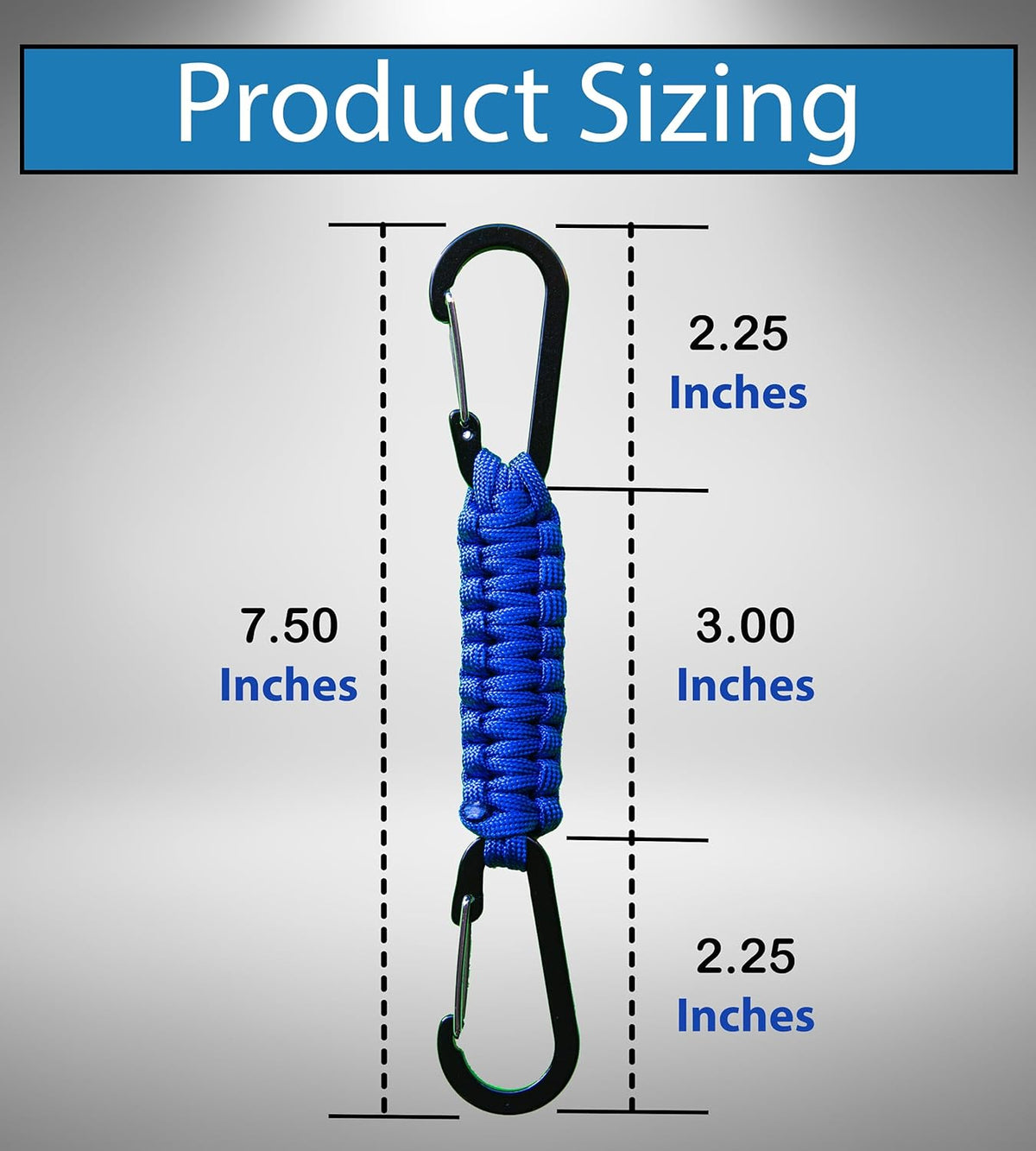 2 Pack Paracord Keychain Carabiner Clips, Heavy Duty Lanyard Hanger with Double Hooks for Stroller Holder, Bottle, Keys, Backpack, Tools