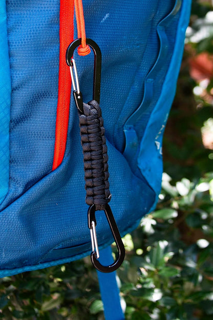 2 Pack Paracord Keychain Carabiner Clips, Heavy Duty Lanyard Hanger with Double Hooks for Stroller Holder, Bottle, Keys, Backpack, Tools