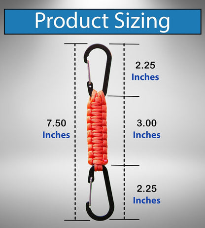 2 Pack Paracord Keychain Carabiner Clips, Heavy Duty Lanyard Hanger with Double Hooks for Stroller Holder, Bottle, Keys, Backpack, Tools
