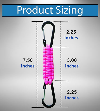 2 Pack Paracord Keychain Carabiner Clips, Heavy Duty Lanyard Hanger with Double Hooks for Stroller Holder, Bottle, Keys, Backpack, Tools