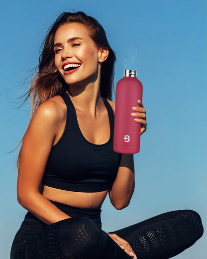 Stainless Steel Insulated Water Bottle no straw for Travel, Gym, 25oz, White