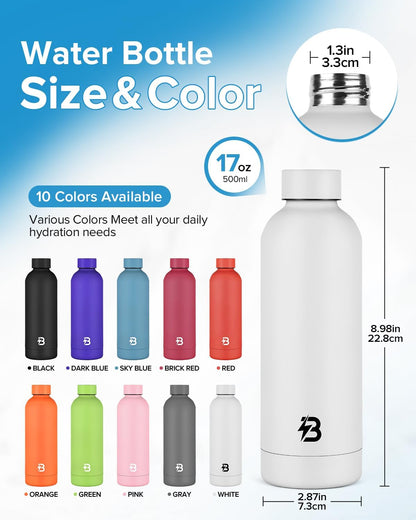 Stainless Steel Insulated Water Bottle no straw for Travel, Gym, 25oz, White
