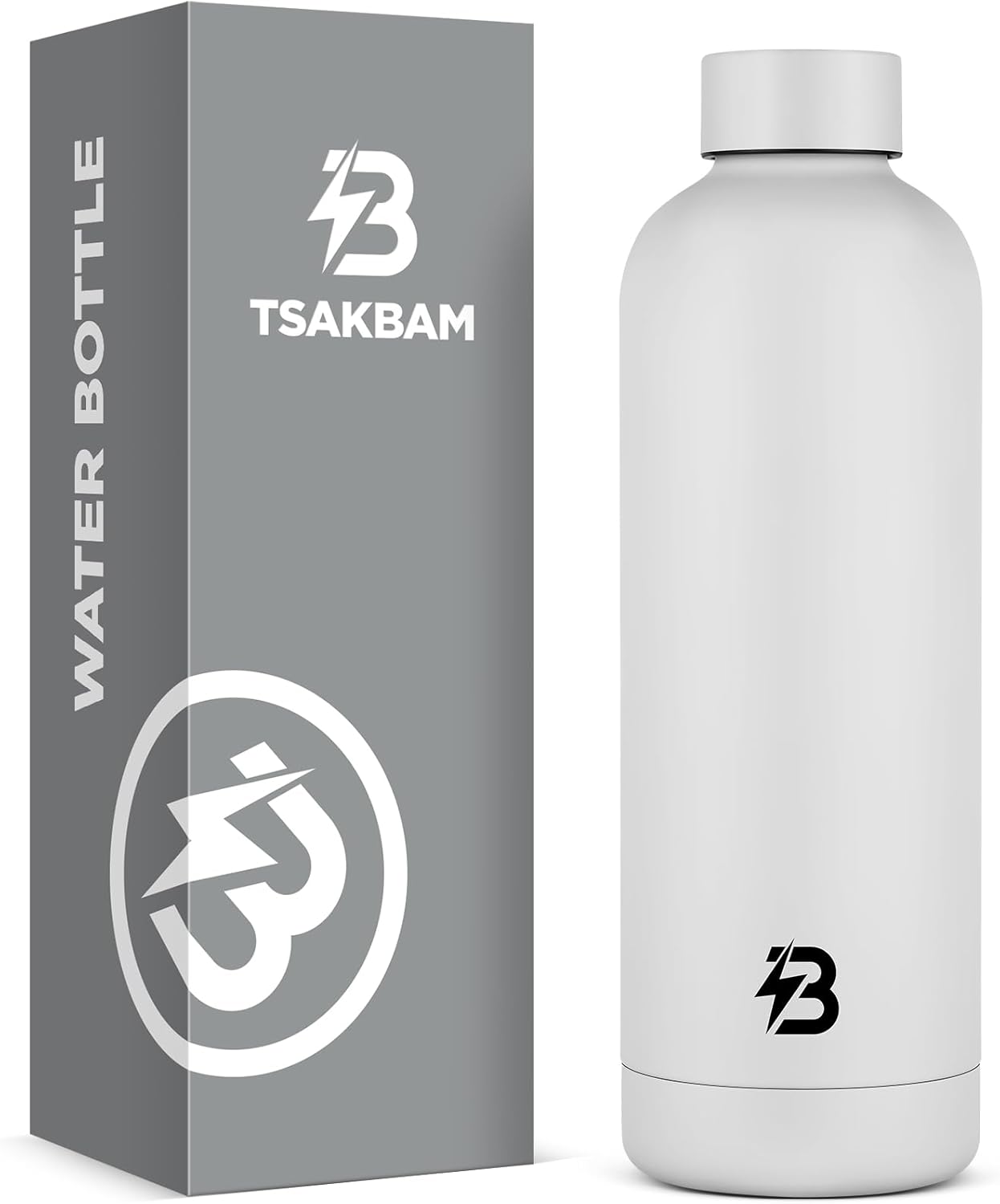 Stainless Steel Insulated Water Bottle no straw for Travel, Gym, 25oz, White