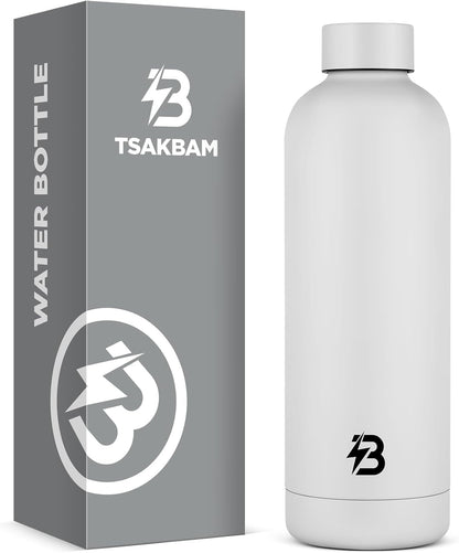 Stainless Steel Insulated Water Bottle no straw for Travel, Gym, 25oz, White