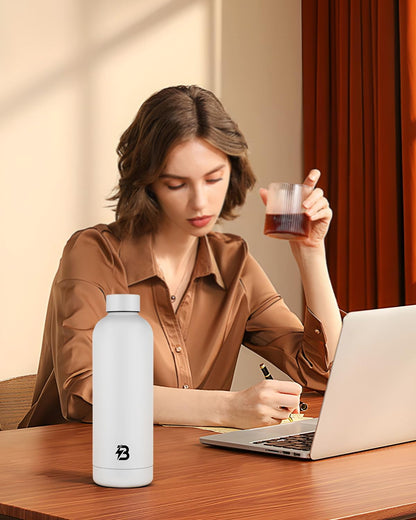 Stainless Steel Insulated Water Bottle no straw for Travel, Gym, 25oz, White