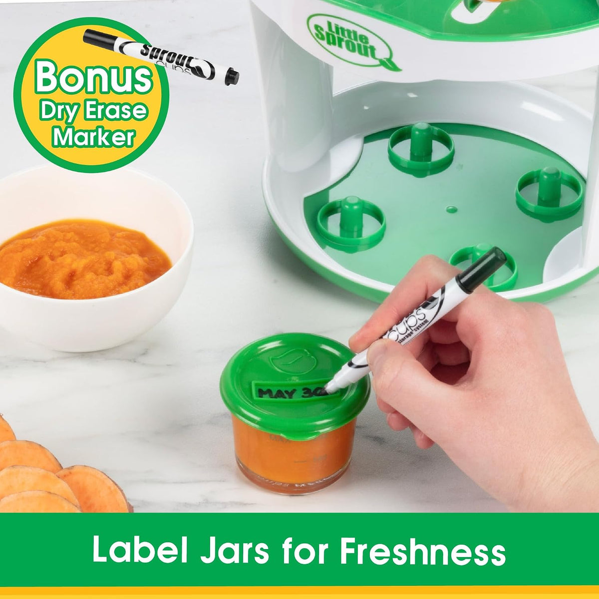 Glass Baby Food Storage Containers 4 Pk, 2oz Jars in Stackable Storage Tray