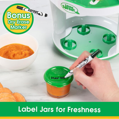 Glass Baby Food Storage Containers 4 Pk, 2oz Jars in Stackable Storage Tray