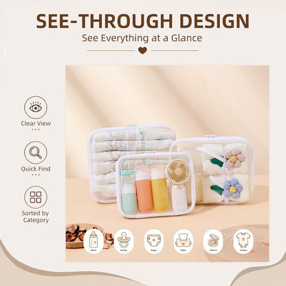 Clear Hard Shell Diaper Bag Organizer Pouches Cosmetic Bags