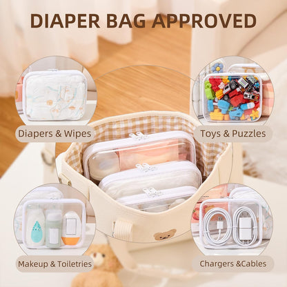 Clear Hard Shell Diaper Bag Organizer Pouches Cosmetic Bags