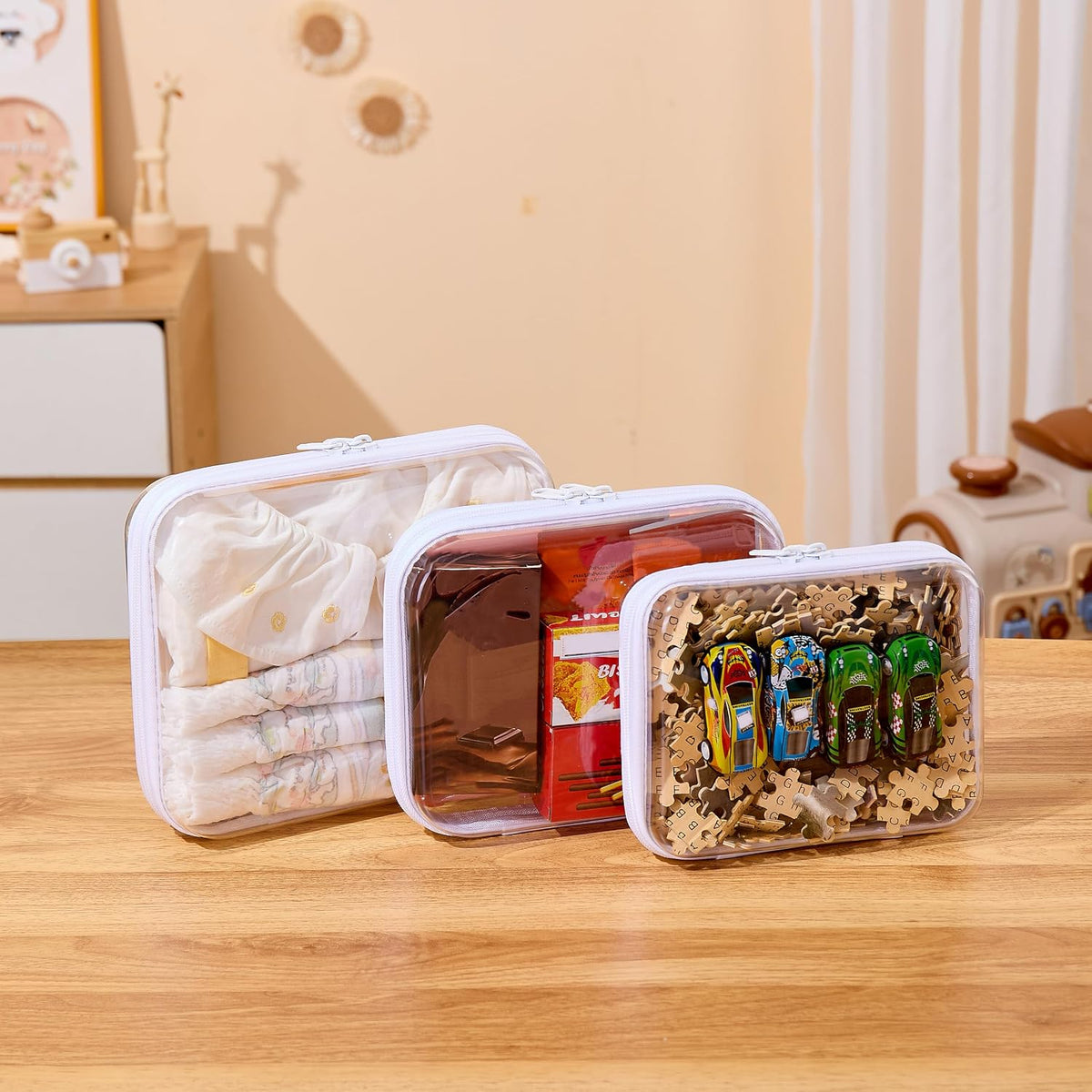 Clear Hard Shell Diaper Bag Organizer Pouches Cosmetic Bags