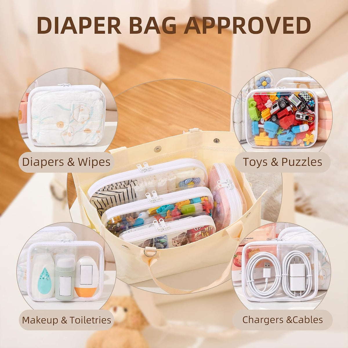 Clear Hard Shell Diaper Bag Organizer Pouches Cosmetic Bags