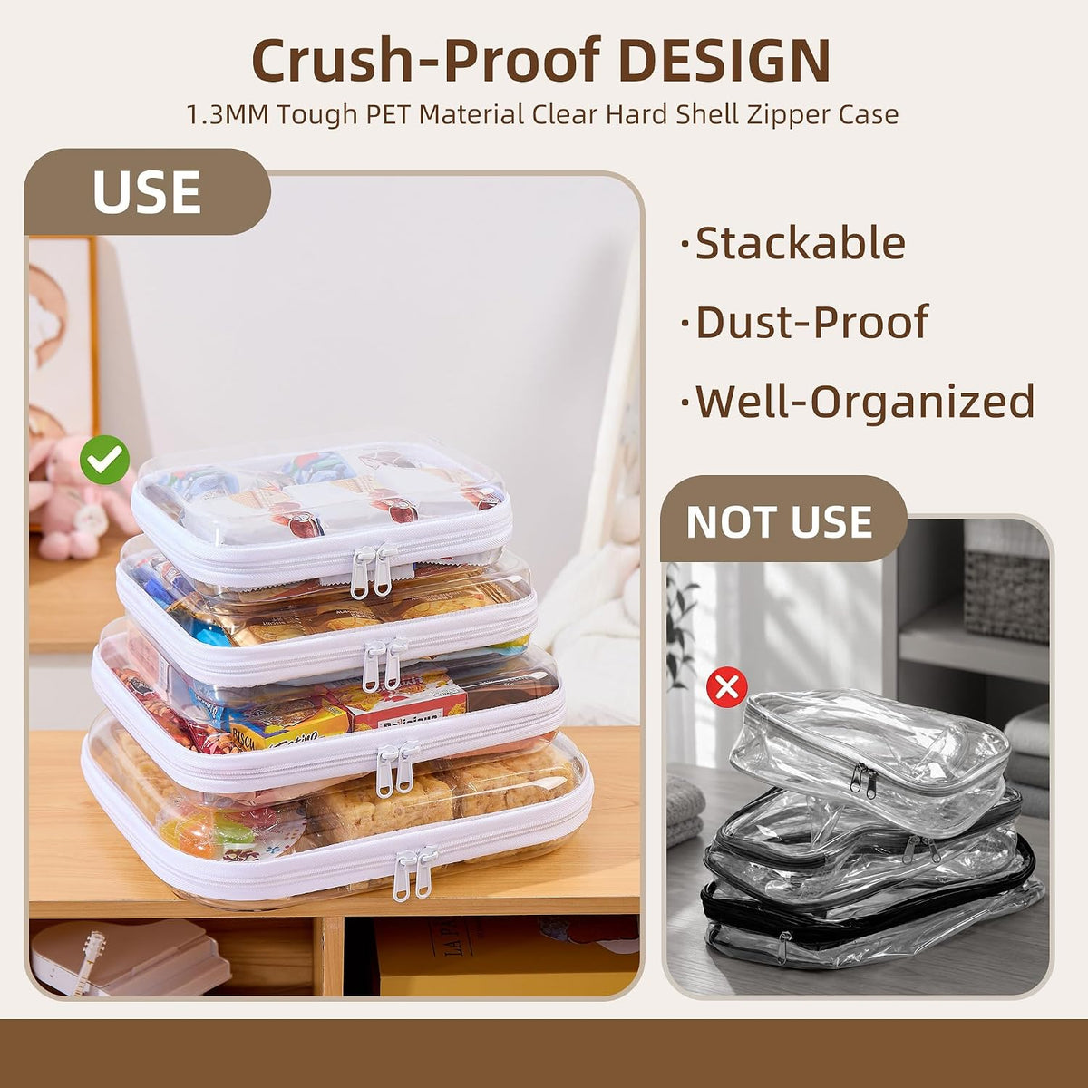 Clear Hard Shell Diaper Bag Organizer Pouches Cosmetic Bags