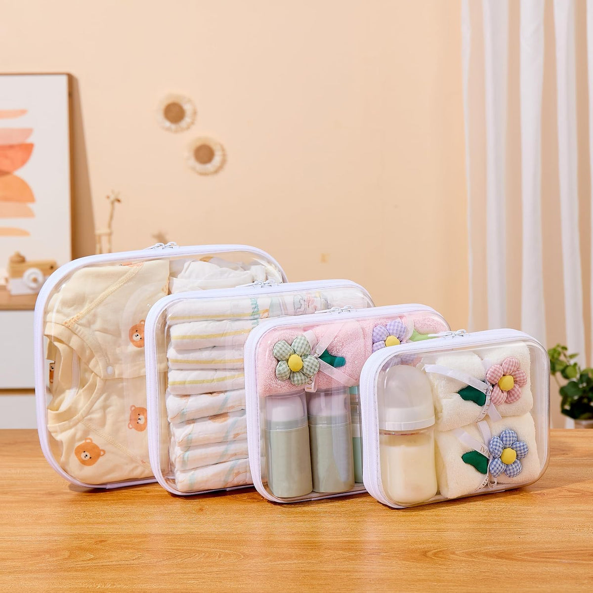 Clear Hard Shell Diaper Bag Organizer Pouches Cosmetic Bags