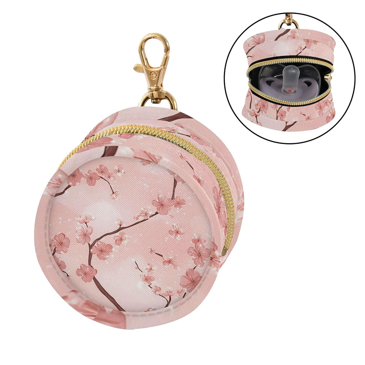 Beautiful Cherry Blossoms Baby Pacifier Holder Case, Dustproof Portable Storage Box for Diaper Bag Purse, Pacifier Storage Container for Boys & Girls