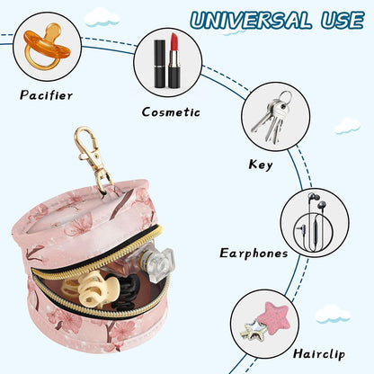 Beautiful Cherry Blossoms Baby Pacifier Holder Case, Dustproof Portable Storage Box for Diaper Bag Purse, Pacifier Storage Container for Boys & Girls