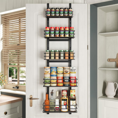 5-Tier Narrow Pantry Door Organizer,Over the Door Pantry Organizer,White