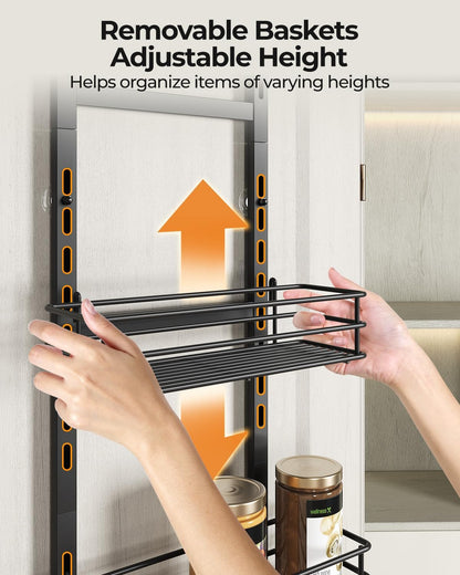 5-Tier Narrow Pantry Door Organizer,Over the Door Pantry Organizer,White
