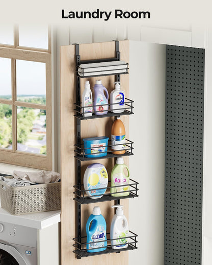 5-Tier Narrow Pantry Door Organizer,Over the Door Pantry Organizer,White