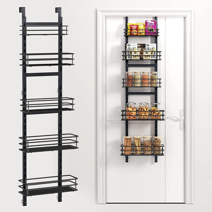 5-Tier Narrow Pantry Door Organizer,Over the Door Pantry Organizer,White