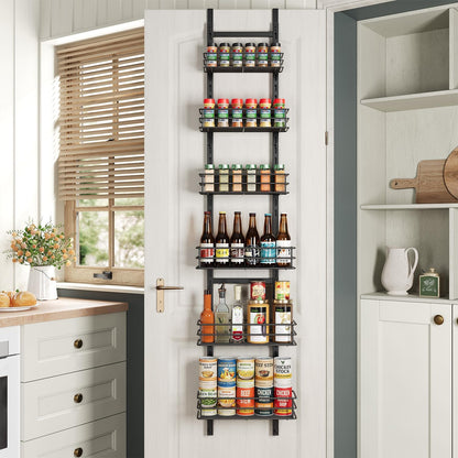 5-Tier Narrow Pantry Door Organizer,Over the Door Pantry Organizer,White