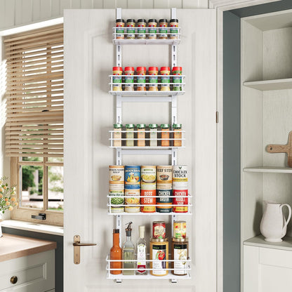 5-Tier Narrow Pantry Door Organizer,Over the Door Pantry Organizer,White