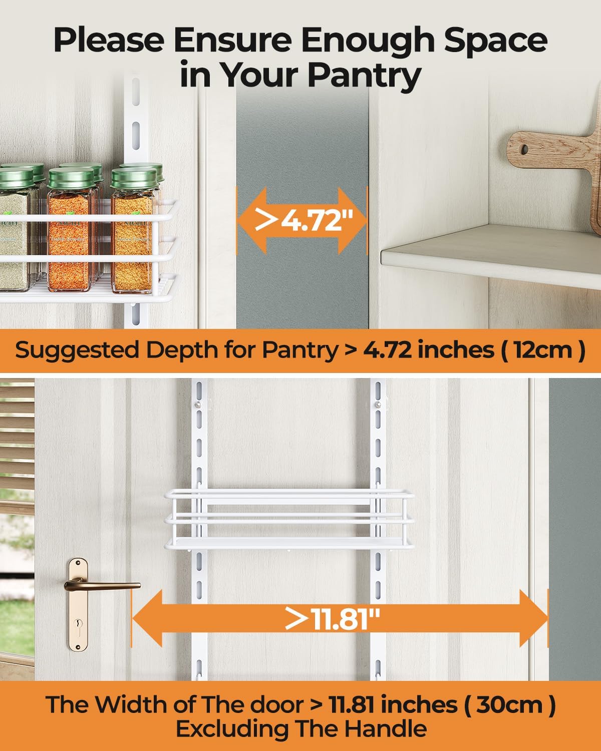 5-Tier Narrow Pantry Door Organizer,Over the Door Pantry Organizer,White