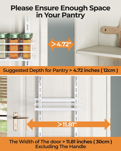 5-Tier Narrow Pantry Door Organizer,Over the Door Pantry Organizer,White