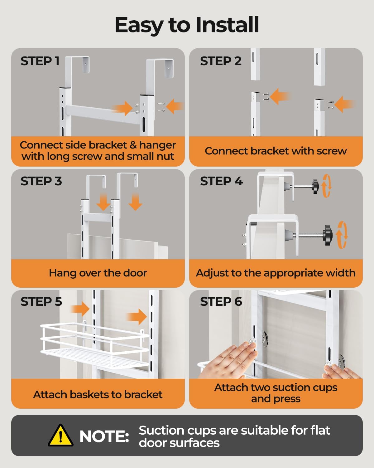 5-Tier Narrow Pantry Door Organizer,Over the Door Pantry Organizer,White