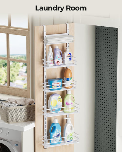 5-Tier Narrow Pantry Door Organizer,Over the Door Pantry Organizer,White