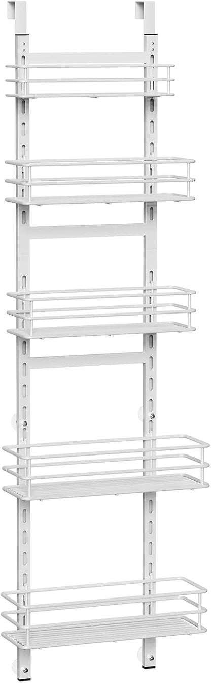 5-Tier Narrow Pantry Door Organizer,Over the Door Pantry Organizer,White