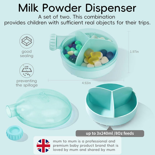 Baby Formula Dispenser Infant Milk Powder Container for Travel,Formula Dispenser Portable 6Oz Airtight Leak Proof Formula Storage Formula Dispenser on the go 2-Pack (Green)