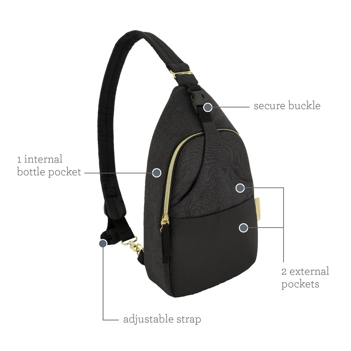 Diaper Bag Lightweight Crossbody, Black