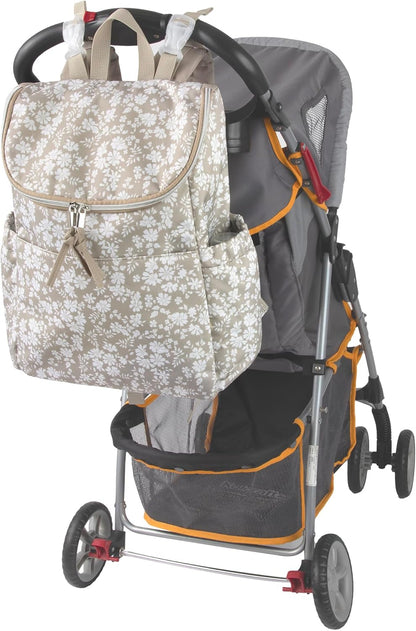 Multi-Function Floral Diaper Backpack and Travel Nappy Baby Bag with Changing Pad and Stroller Straps