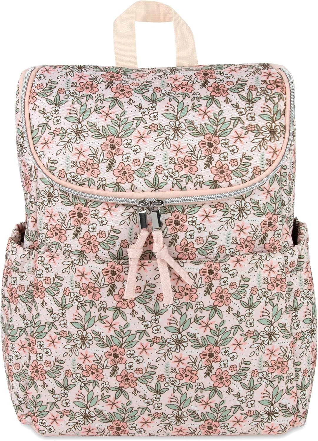 Multi-Function Floral Diaper Backpack and Travel Nappy Baby Bag with Changing Pad and Stroller Straps