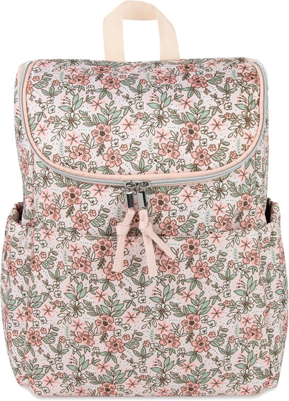 Multi-Function Floral Diaper Backpack and Travel Nappy Baby Bag with Changing Pad and Stroller Straps