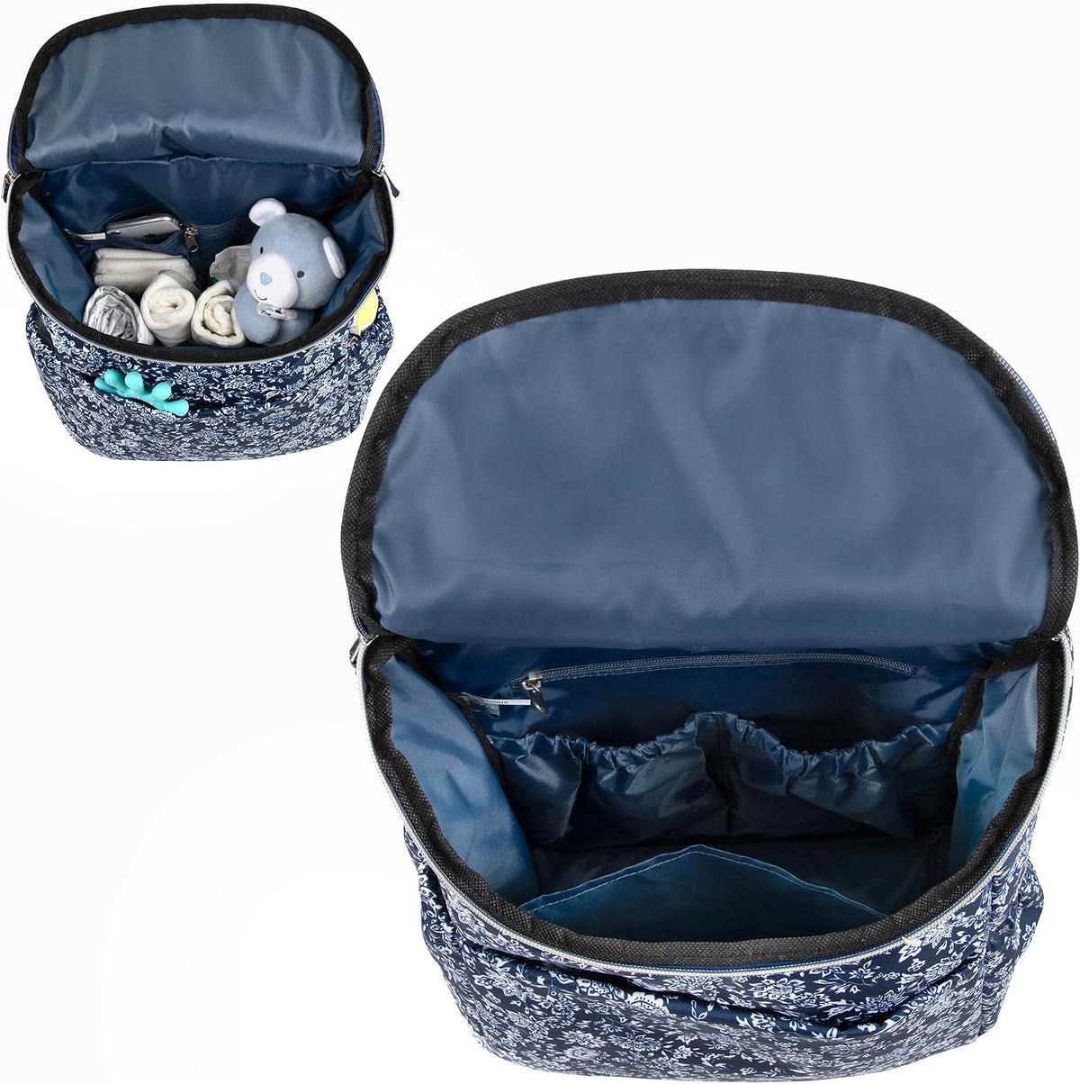 Multi-Function Floral Diaper Backpack and Travel Nappy Baby Bag with Changing Pad and Stroller Straps
