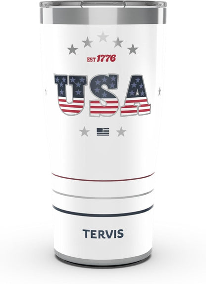 Tervis Traveler USA Pride Made in USA Double Walled Insulated Tumbler Travel Cup Keeps Drinks Cold & Hot, 20oz, Stainless Steel