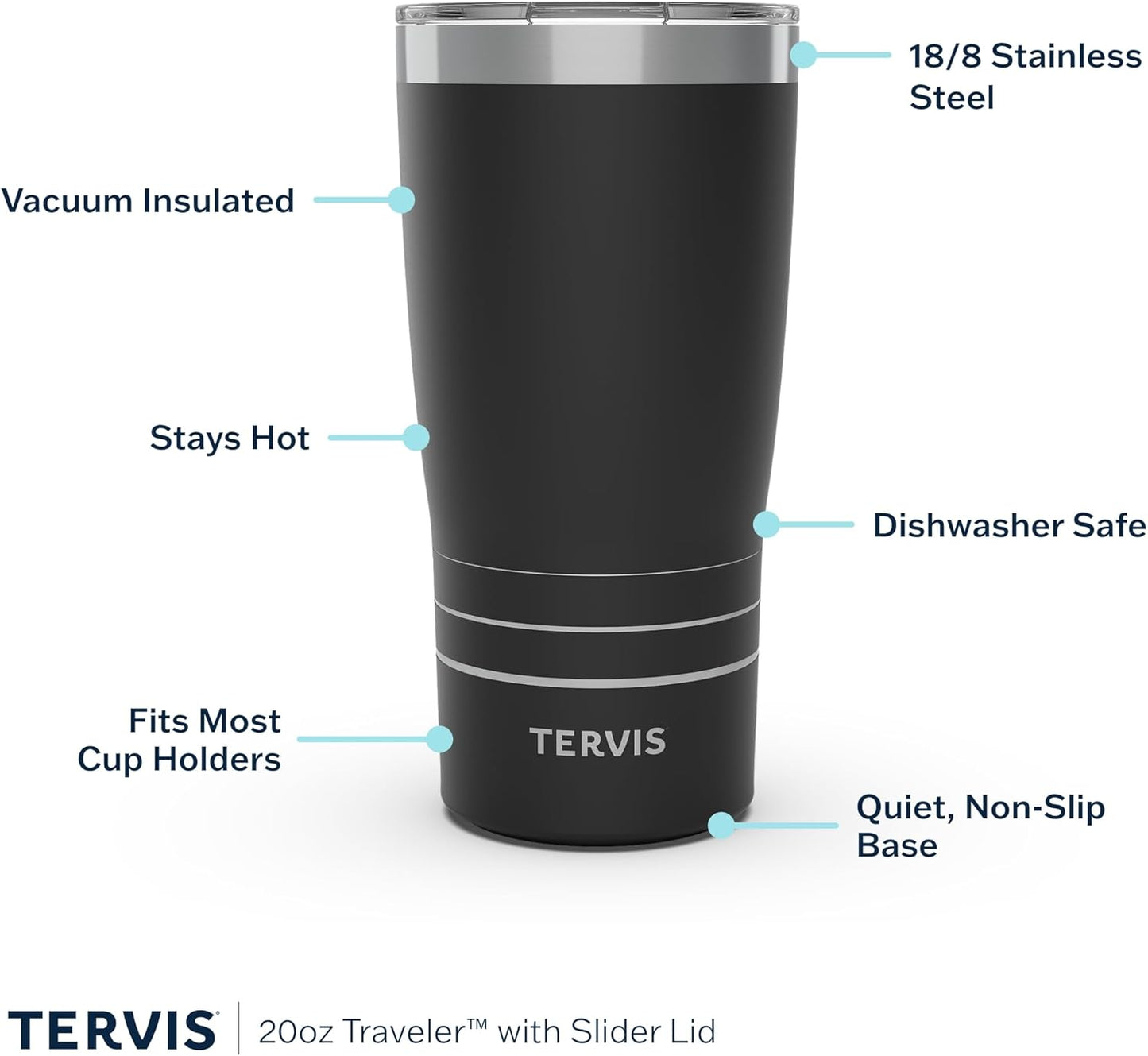 Tervis Traveler USA Pride Made in USA Double Walled Insulated Tumbler Travel Cup Keeps Drinks Cold & Hot, 20oz, Stainless Steel