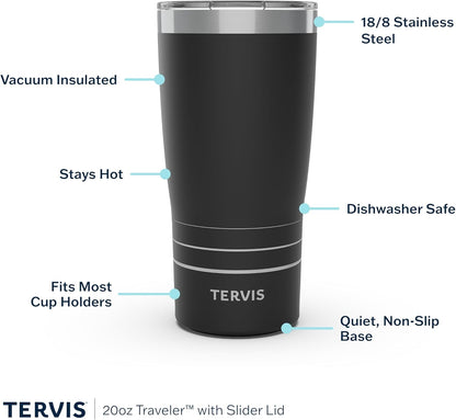 Tervis Traveler USA Pride Made in USA Double Walled Insulated Tumbler Travel Cup Keeps Drinks Cold & Hot, 20oz, Stainless Steel