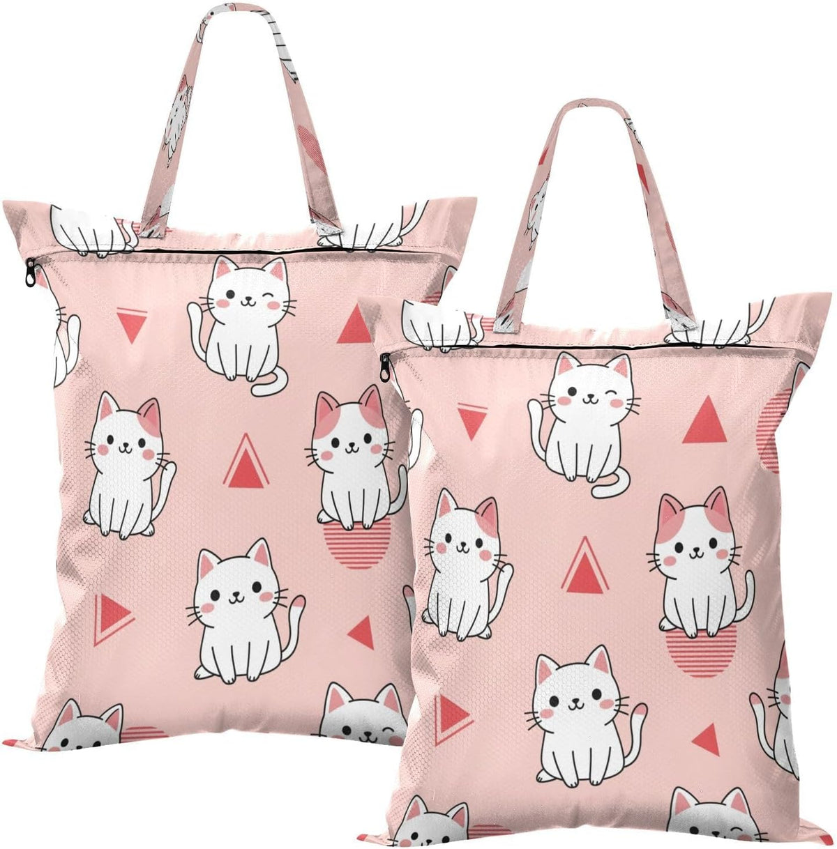 Cat Pink Waterproof Travel Laundry Bag Washable 2 Count