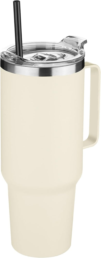 40 oz Stainless Steel Tumbler with Handle, Vacuum Insulated Tumblers Bulk, Reusable Double Wall Travel Coffee Mug, Durable Powder Coated Water Bottles(Army Green, 4)