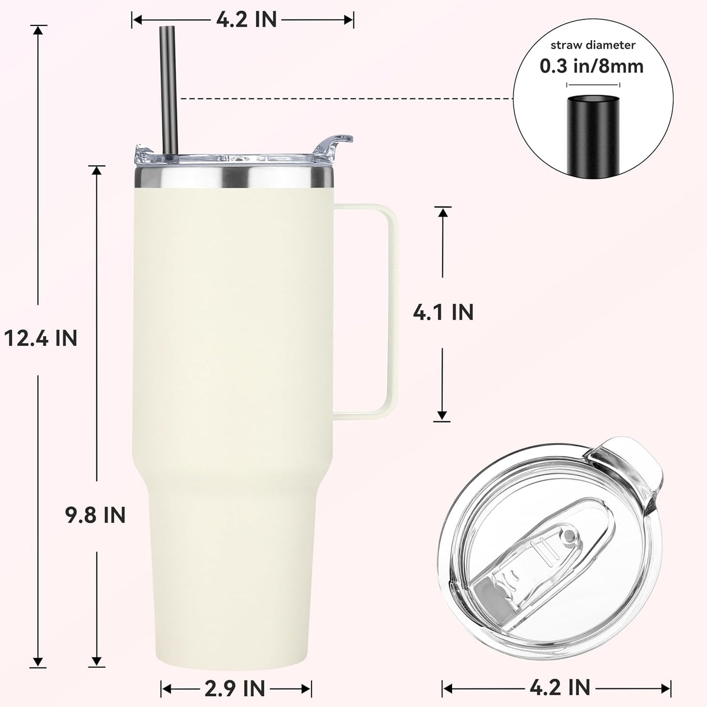 40 oz Stainless Steel Tumbler with Handle, Vacuum Insulated Tumblers Bulk, Reusable Double Wall Travel Coffee Mug, Durable Powder Coated Water Bottles(Army Green, 4)